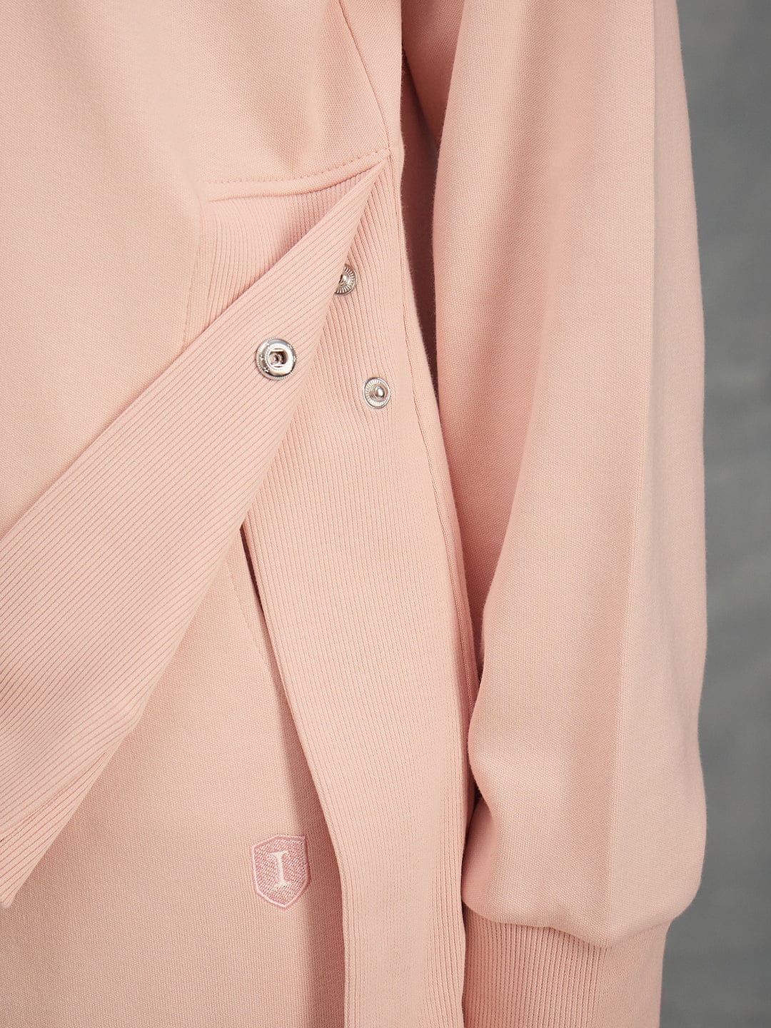 Iconic Women Pink Solid Hoodie Loose Fit