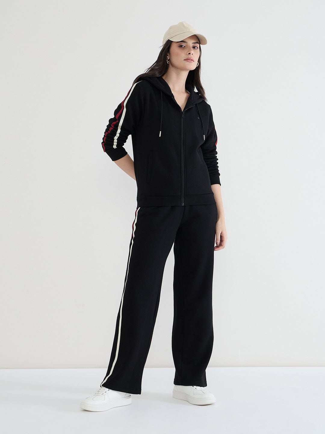 Iconic Women Black Solid Hoodie