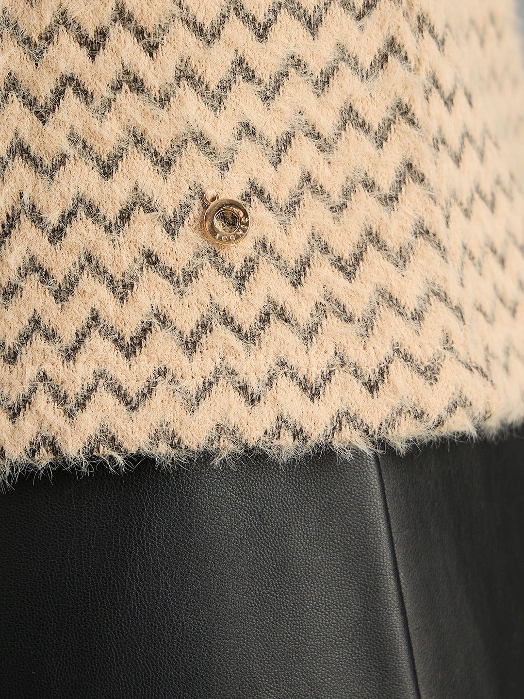 Iconic Women Brown Textured High Neck Sweater