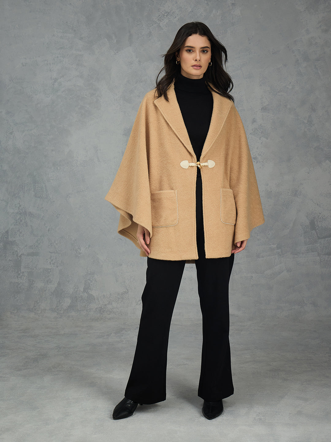 Iconic Women Brown Solid Pure Cotton Lapel Collar Overcoat