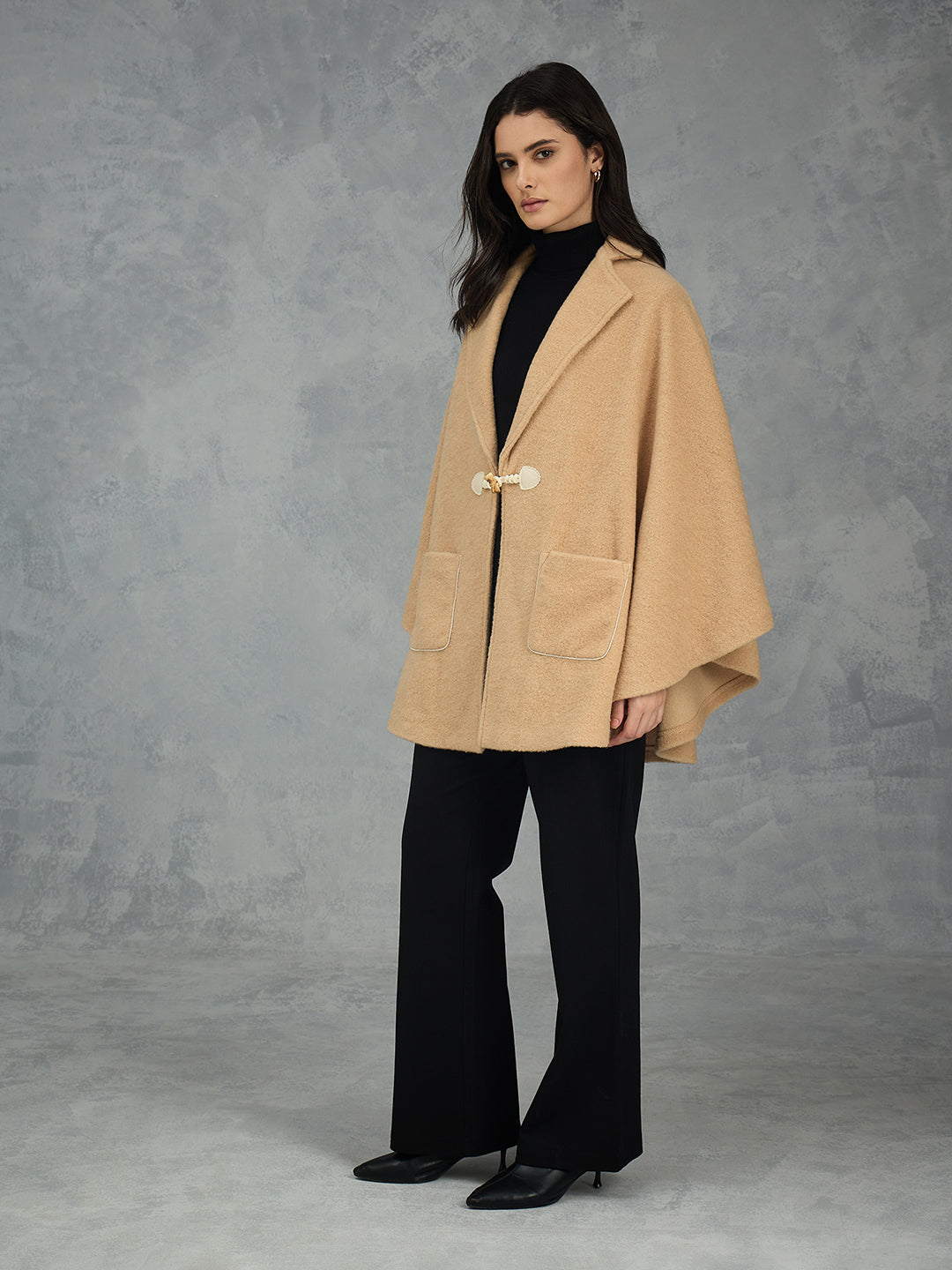 Iconic Women Brown Solid Pure Cotton Lapel Collar Overcoat