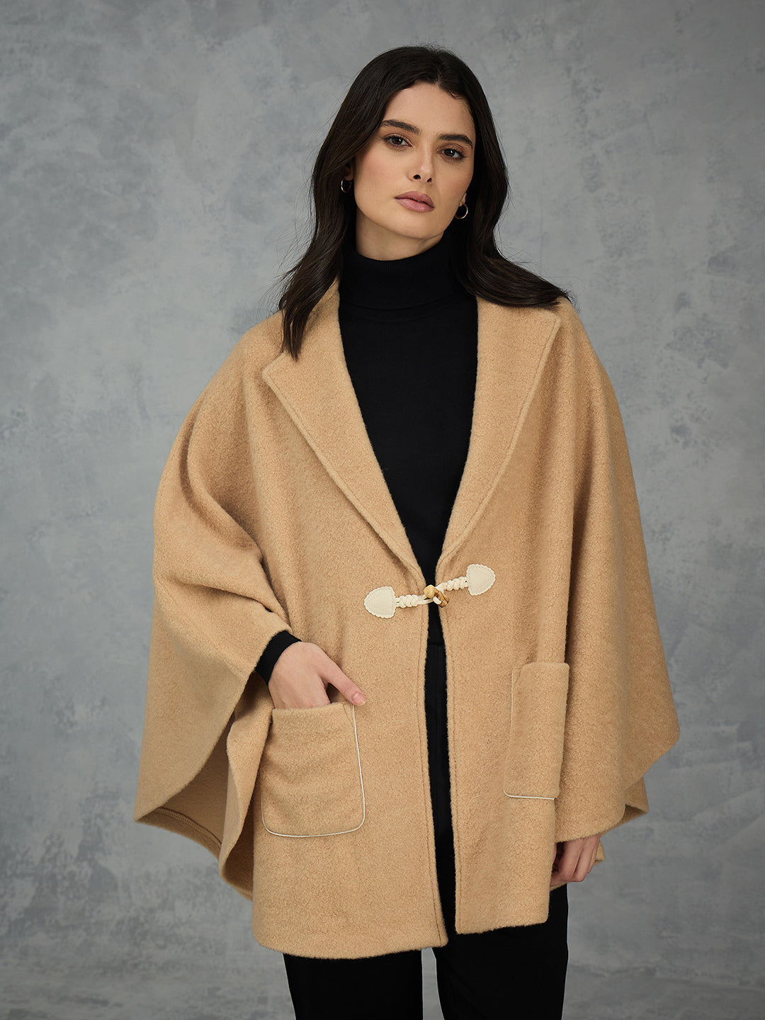 Iconic Women Brown Solid Pure Cotton Lapel Collar Overcoat