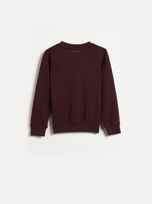 ANTONY MORATO Boys Maroon Embroidered Sweatshirt