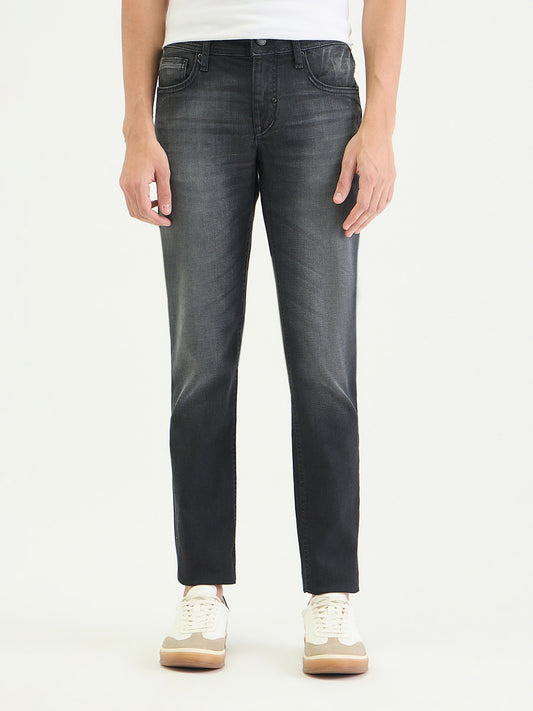 Antony Morato Men Tapered Fit Charcoal Black Solid Jeans