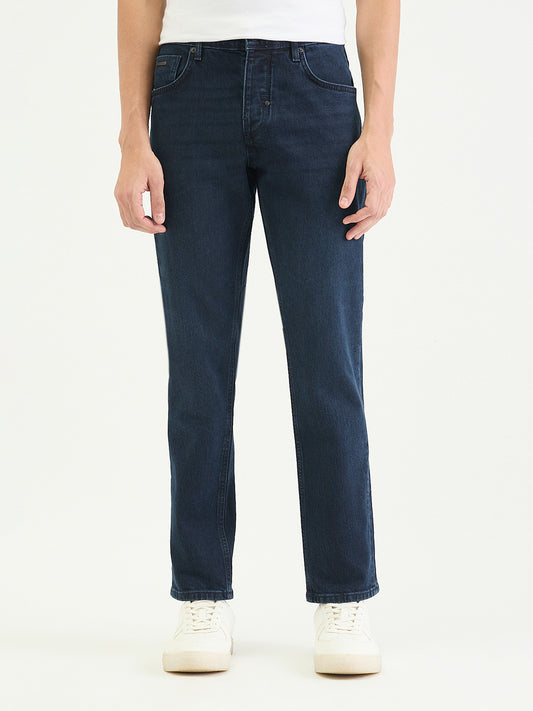 Antony Morato Men Slim Straight Fit Navy Blue Solid Jeans
