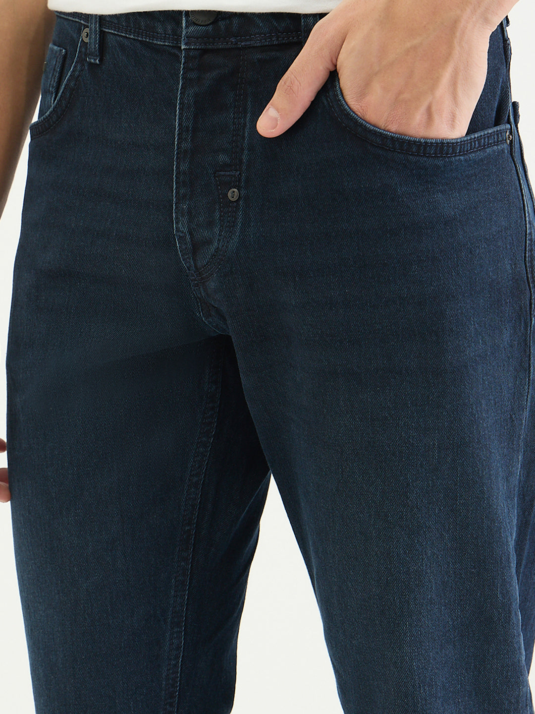 Antony Morato Men Slim Straight Fit Navy Blue Solid Jeans