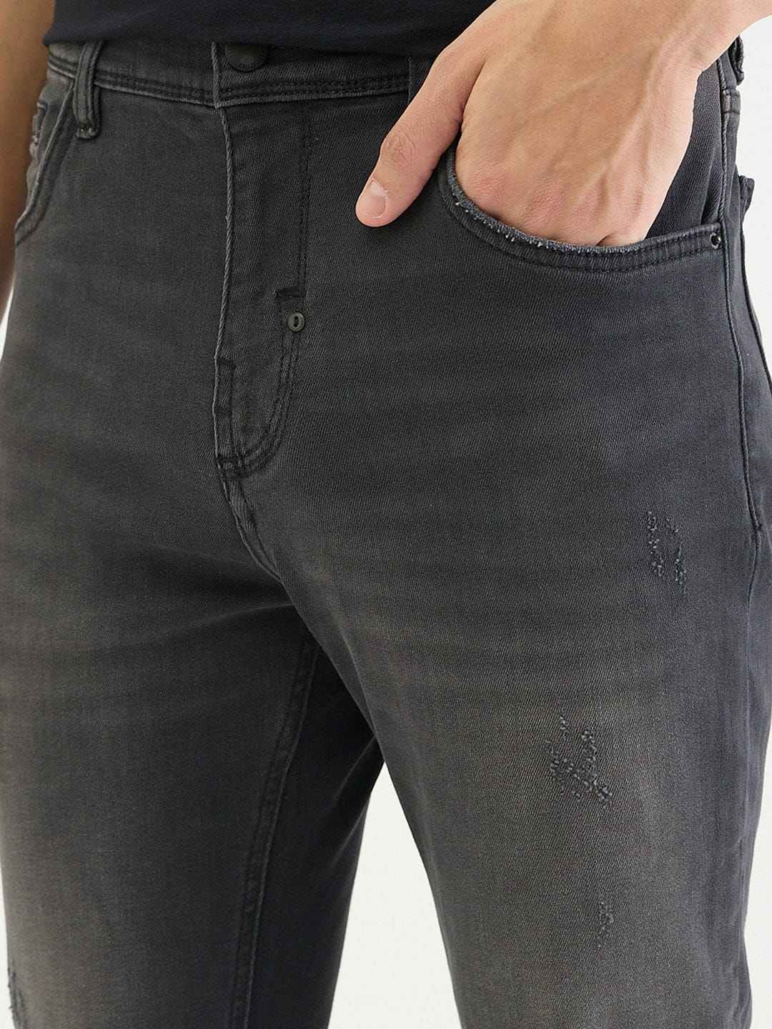 Antony Morato Men Skinny Fit Charcoal Black Solid Jeans