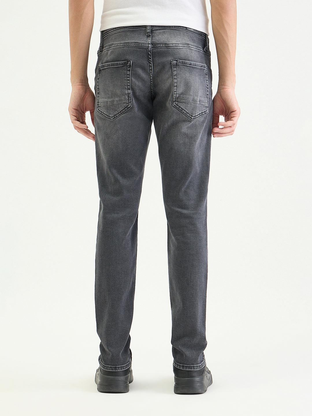 Antony Morato Men Tapered Fit Charcoal Grey Solid Jeans