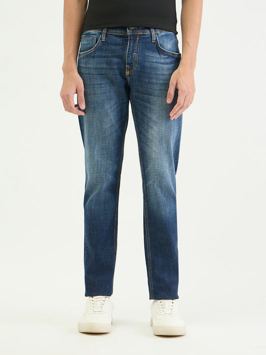 Antony Morato Men Tapered Fit Navy Blue Solid Jeans