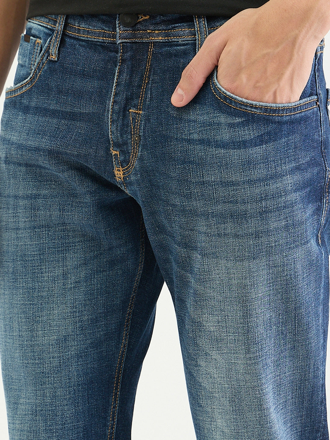 Antony Morato Men Tapered Fit Navy Blue Solid Jeans