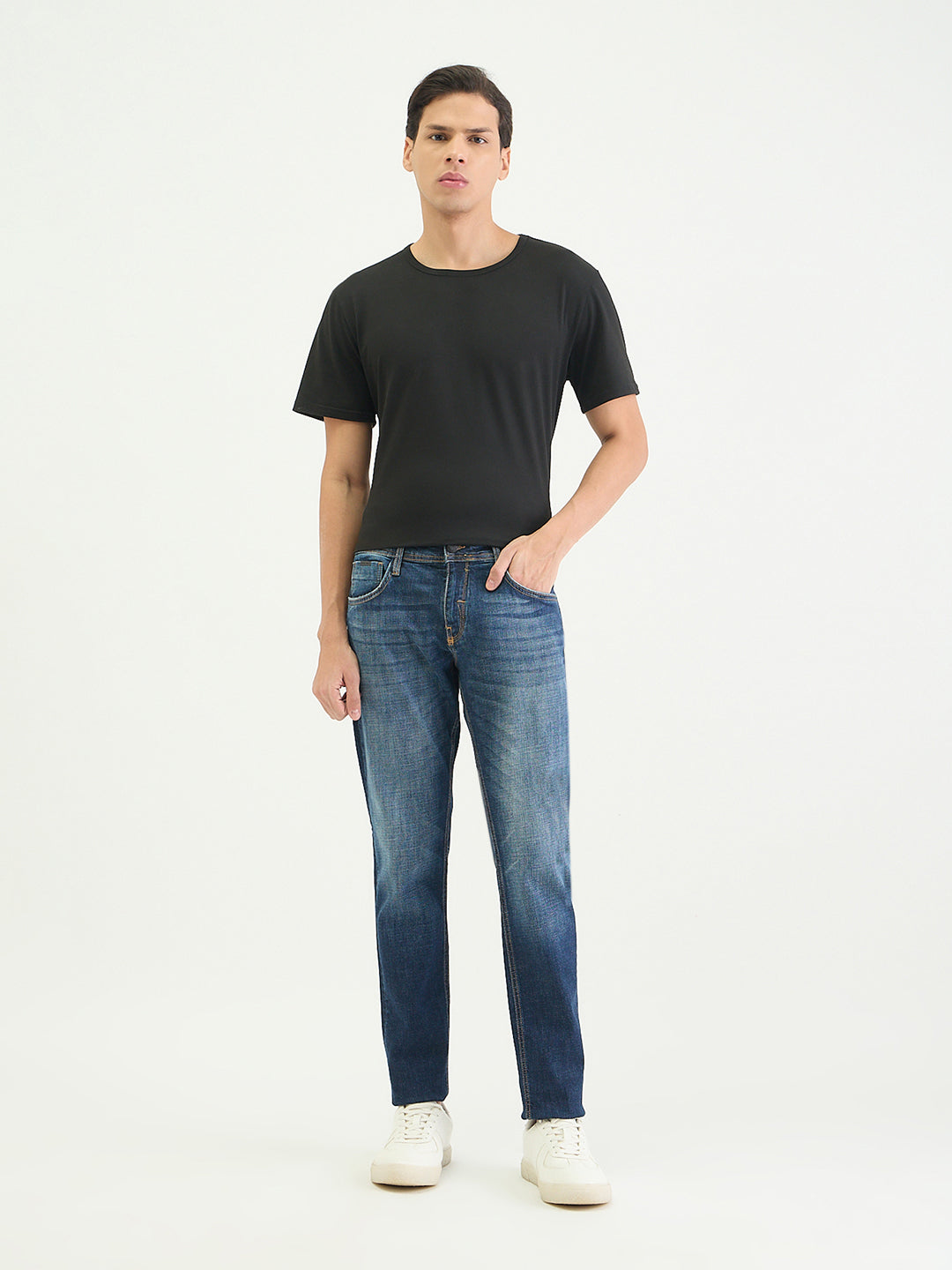 Antony Morato Men Tapered Fit Navy Blue Solid Jeans