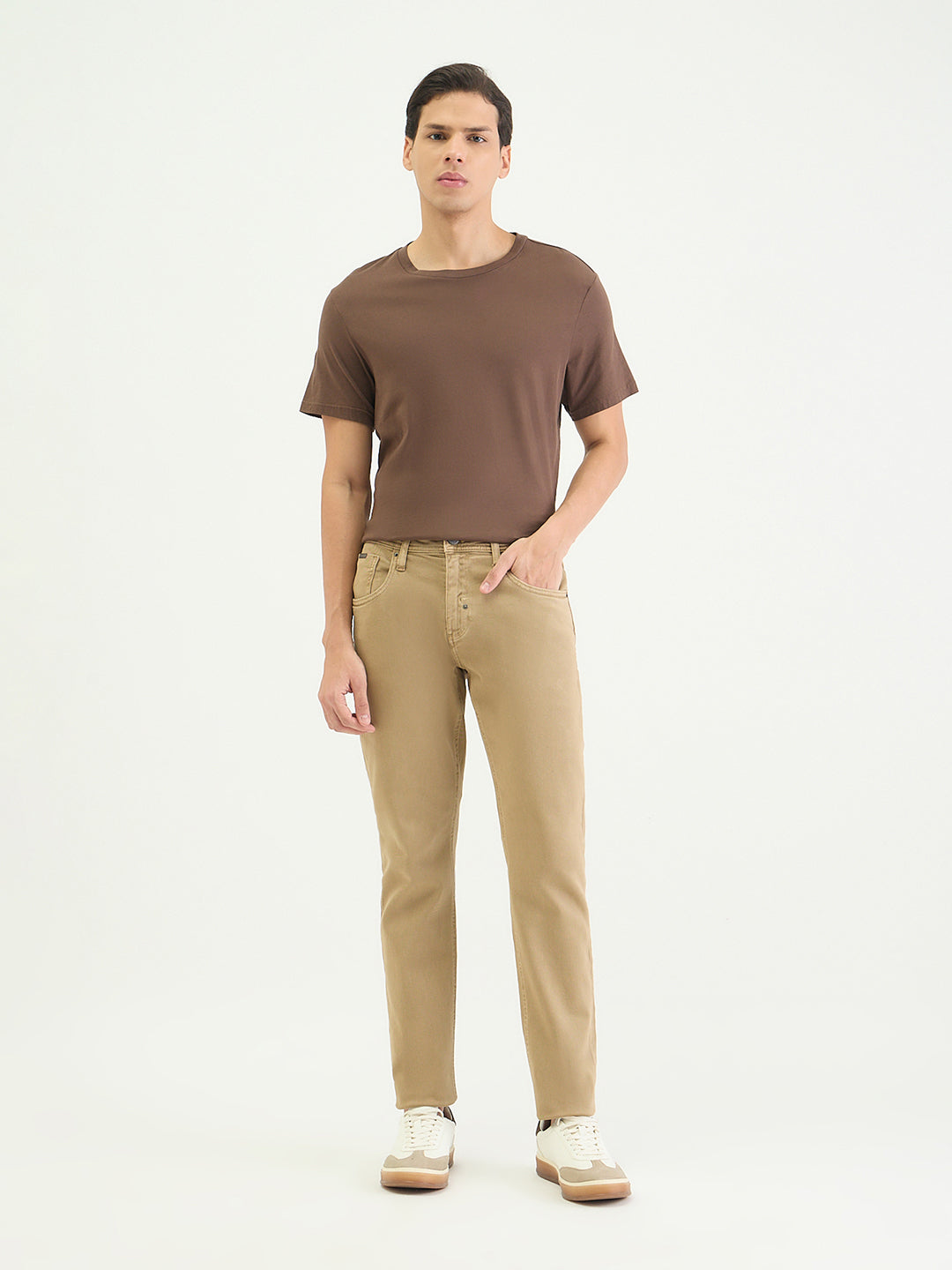 Antony Morato Men Tapered Fit Beige Solid Jeans