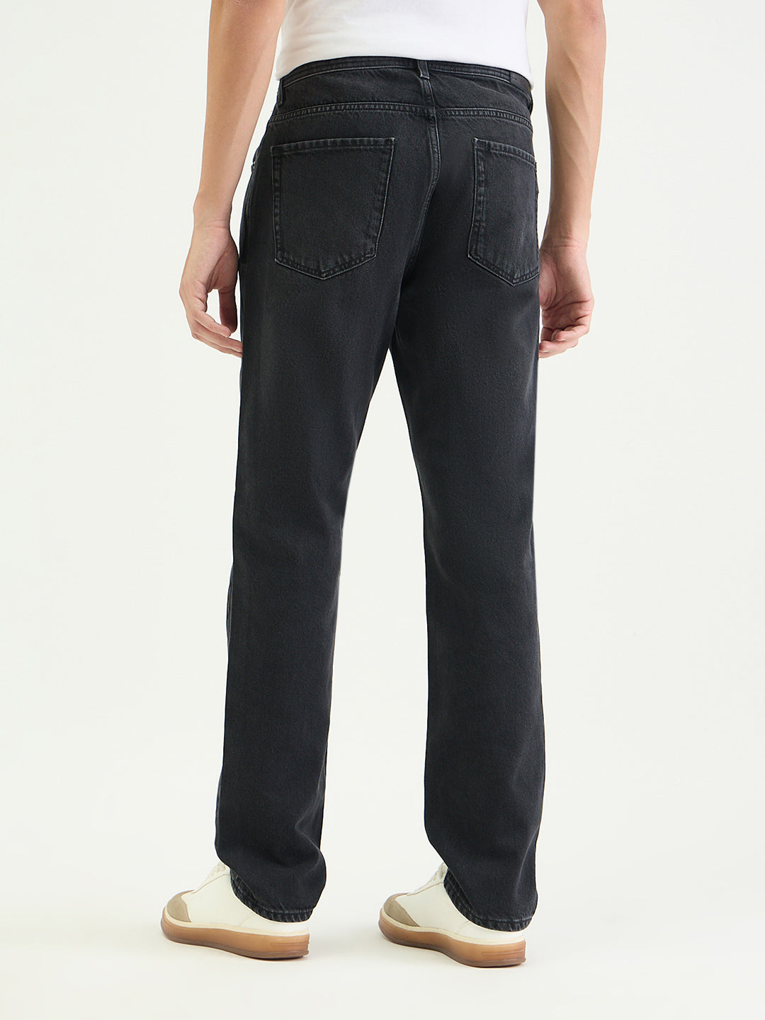 Antony Morato Men Straight Fit Black Solid Pure Cotton Jeans