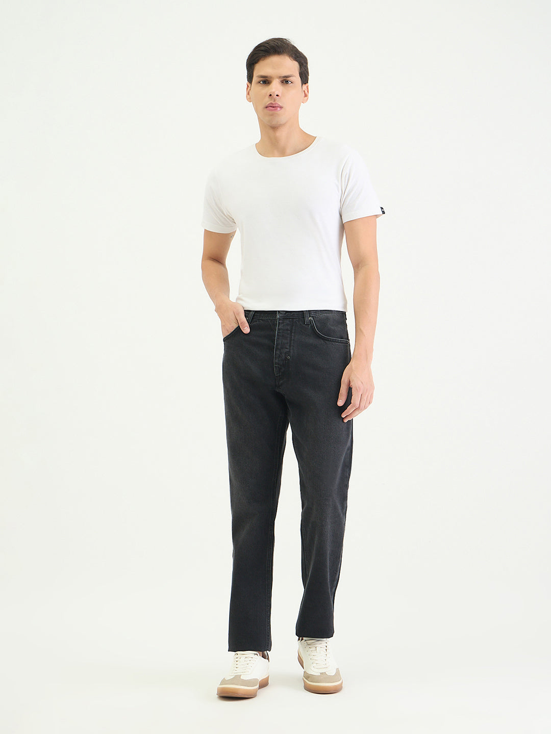 Antony Morato Men Straight Fit Black Solid Pure Cotton Jeans