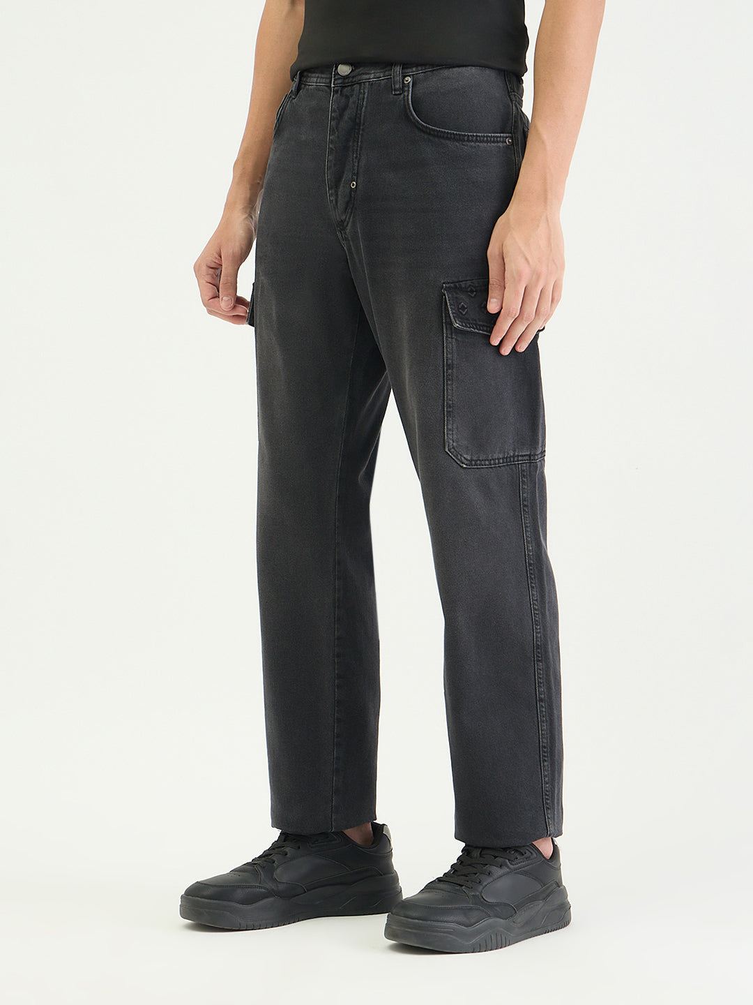 Antony Morato Men Straight Fit Black Solid Pure Cotton Jeans
