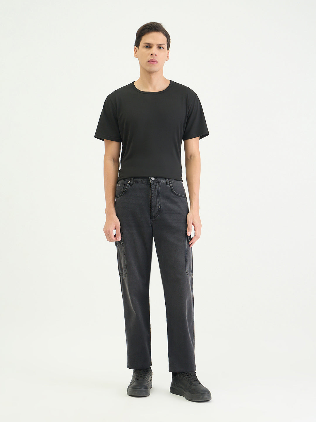 Antony Morato Men Straight Fit Black Solid Pure Cotton Jeans