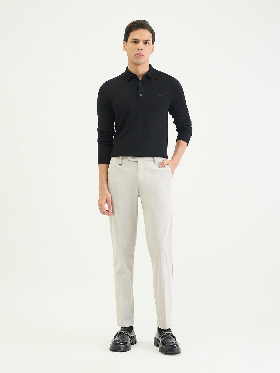 Antony Morato Men Slim Fit Off White Solid Trouser