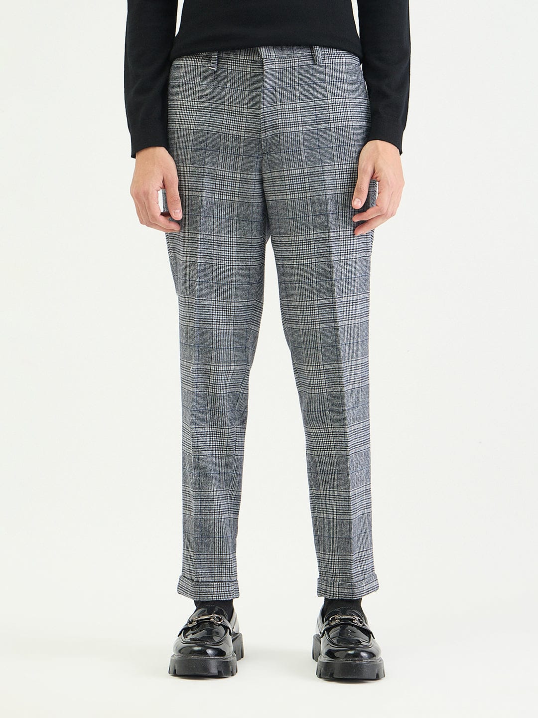 Antony Morato Men Straight Fit Multicolour Checks Trouser
