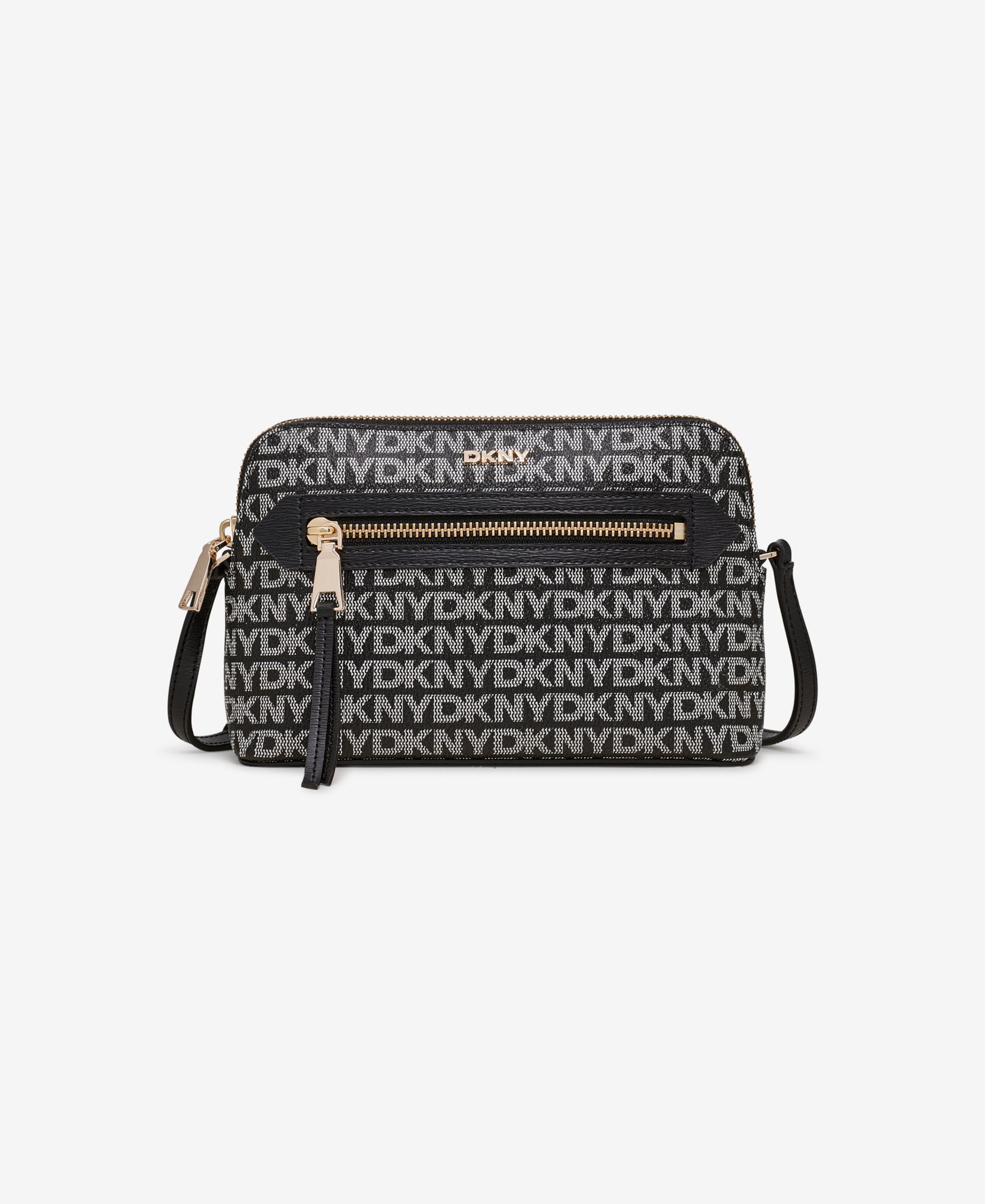 DKNY Womens Black Logo CrossBoby Woven Bag