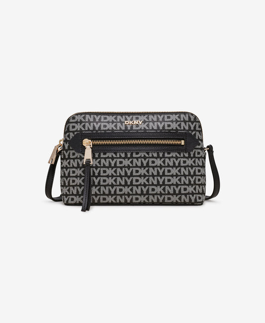 DKNY Womens Black Logo CrossBoby Woven Bag