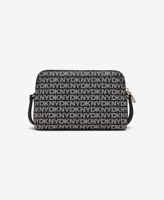 DKNY Womens Black Logo CrossBoby Woven Bag