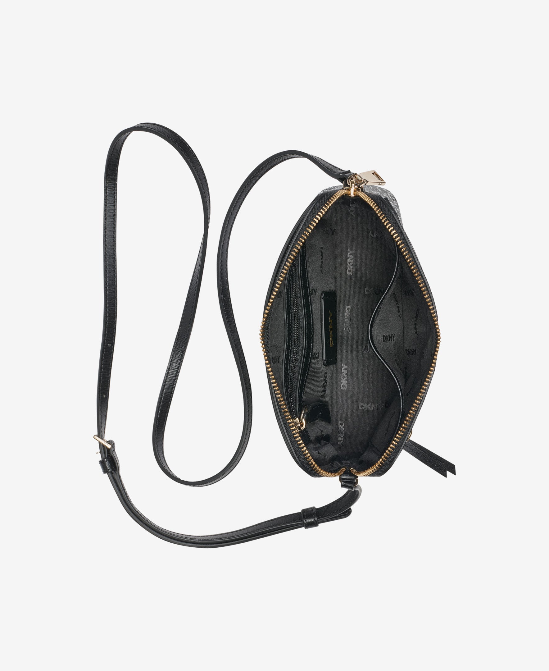 DKNY Womens Black Logo CrossBoby Woven Bag