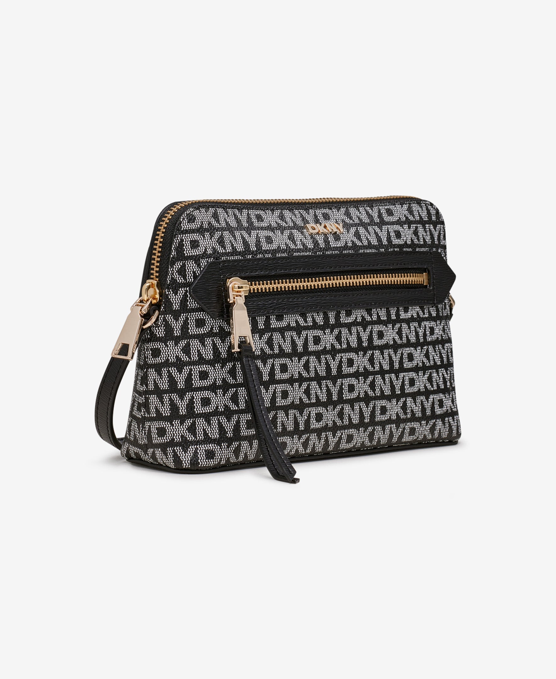 DKNY Womens Black Logo CrossBoby Woven Bag