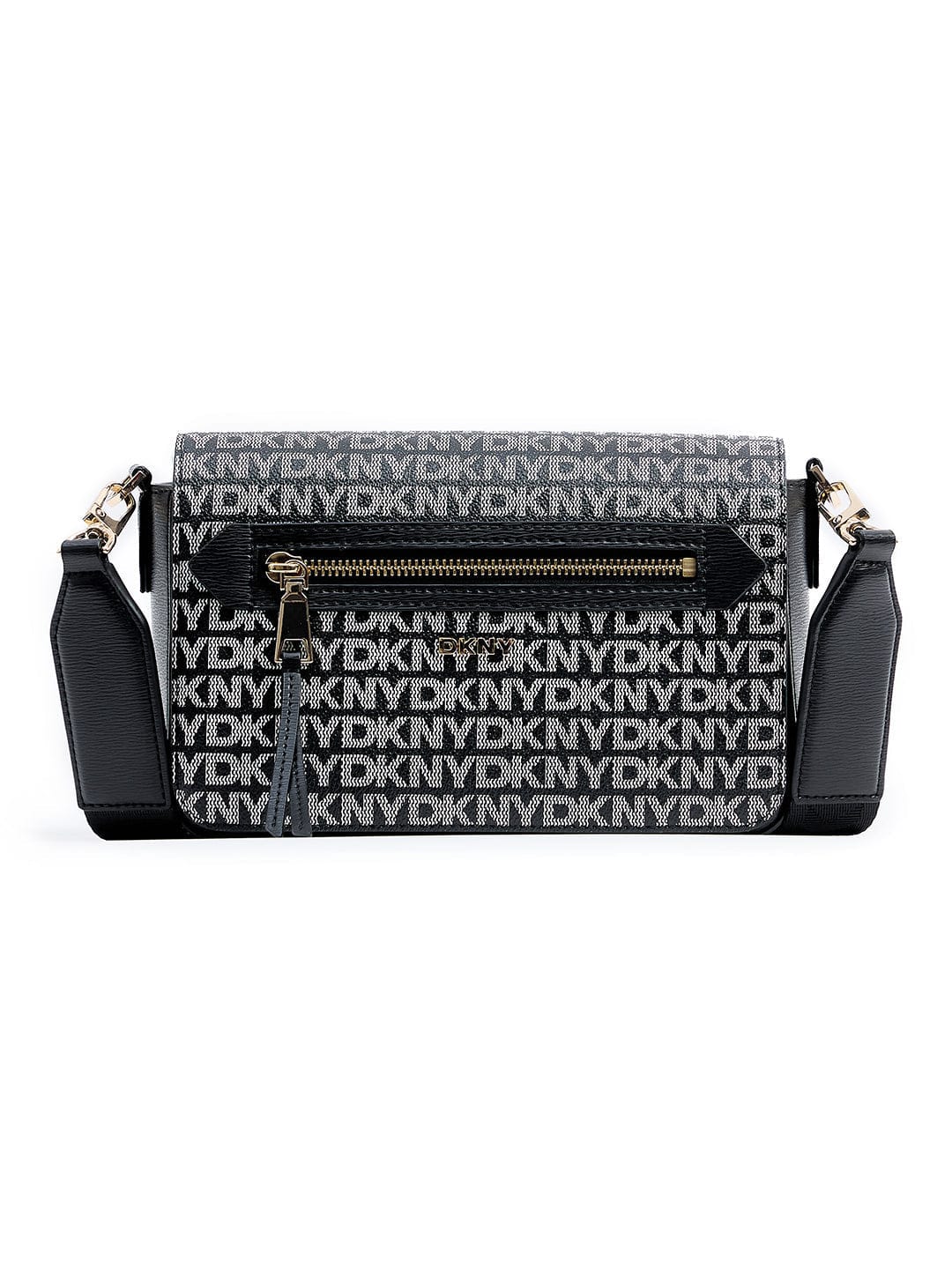 DKNY Women Black Logo Flap Cross Body Bag