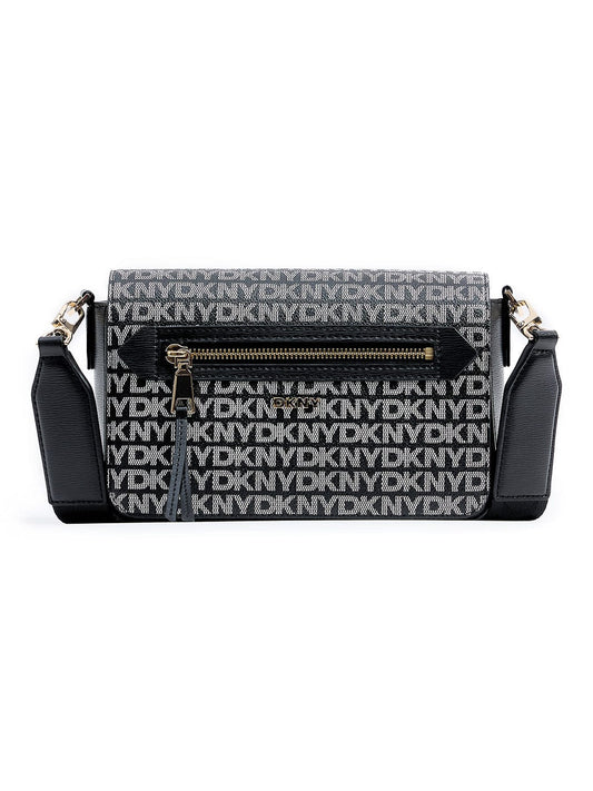 DKNY Women Black Logo Flap Cross Body Bag
