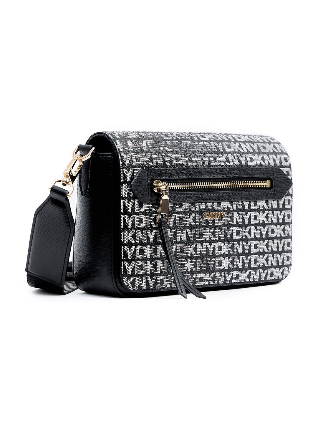 DKNY Women Black Logo Flap Cross Body Bag