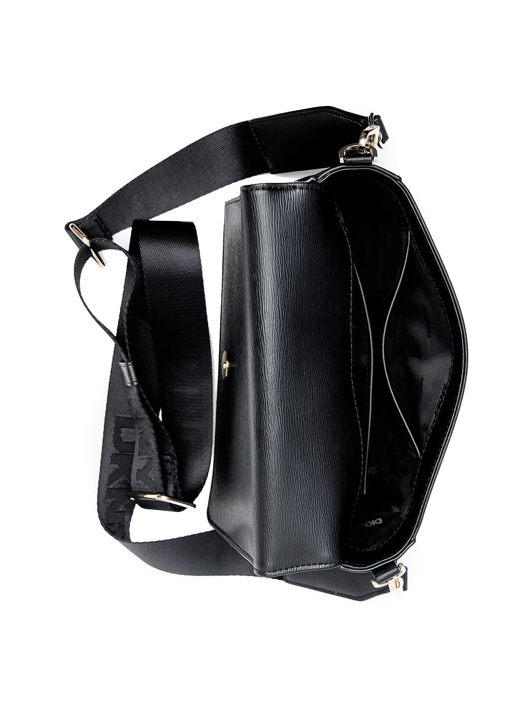 DKNY Women Black Logo Flap Cross Body Bag