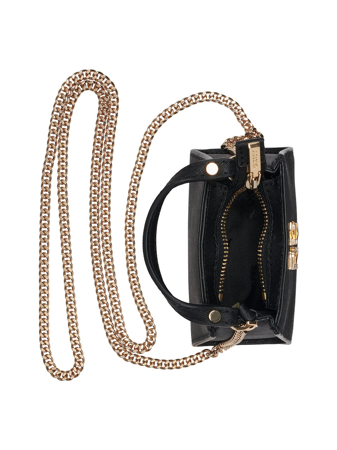 DKNY Womens Black Logo Woven Satchel bag