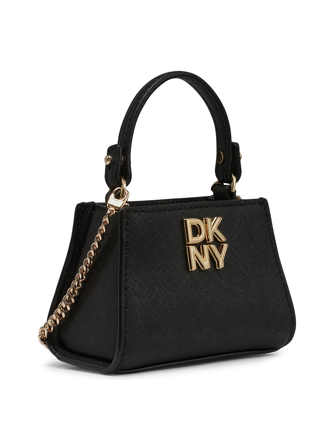 DKNY Womens Black Logo Woven Satchel bag