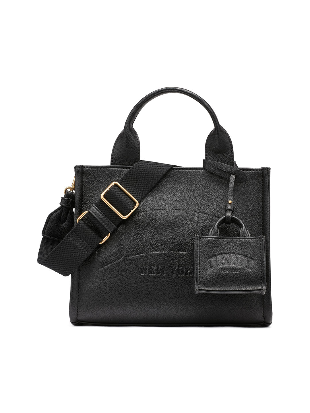 DKNY Womens Black Logo Woven Satchel bag