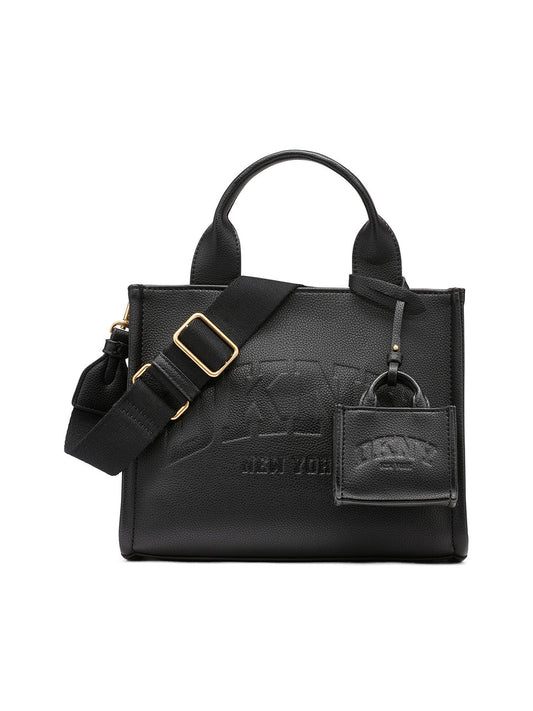 DKNY Womens Black Logo Woven Satchel bag
