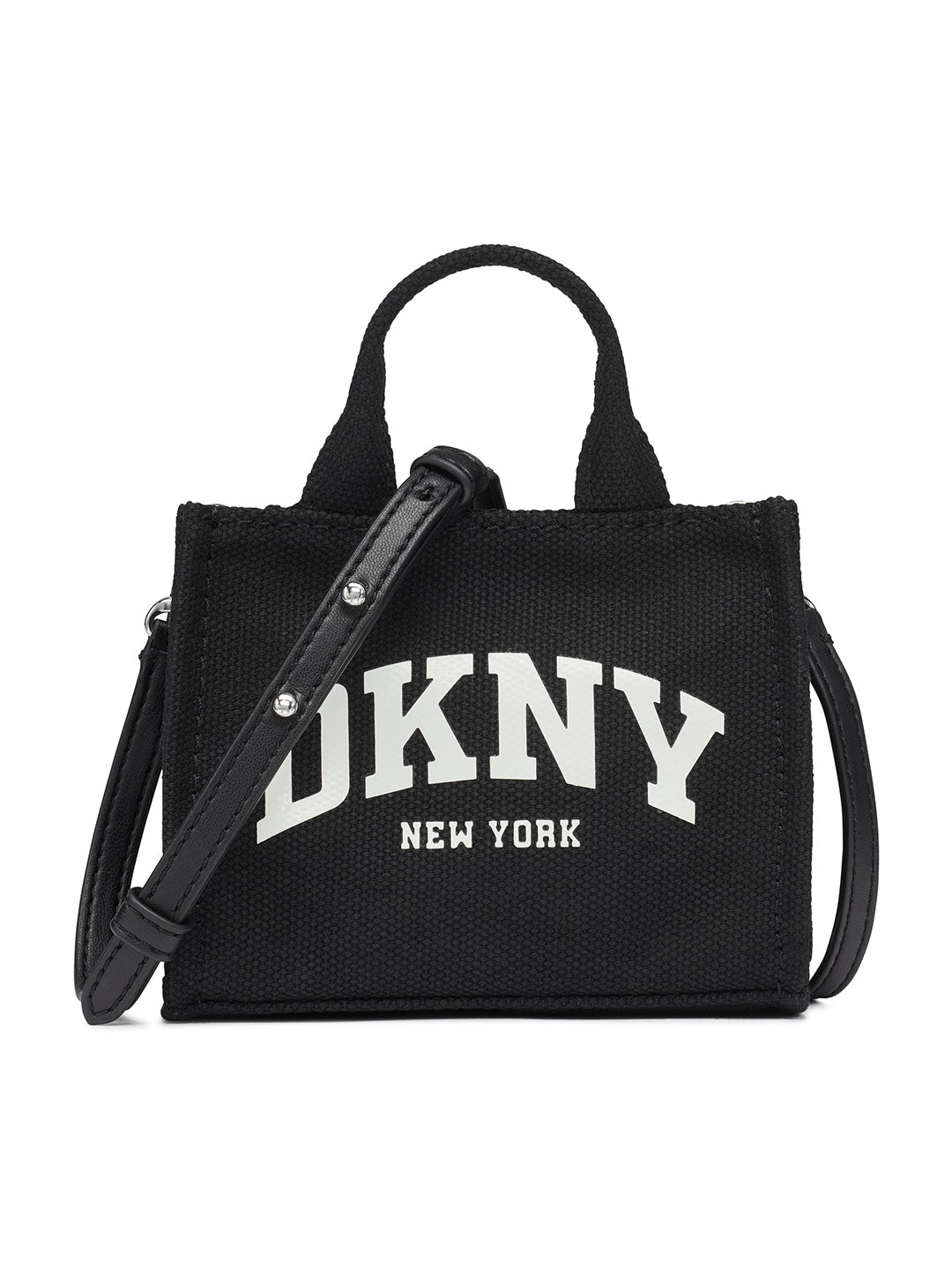 DKNY Womens Black Logo Woven Satchel bag