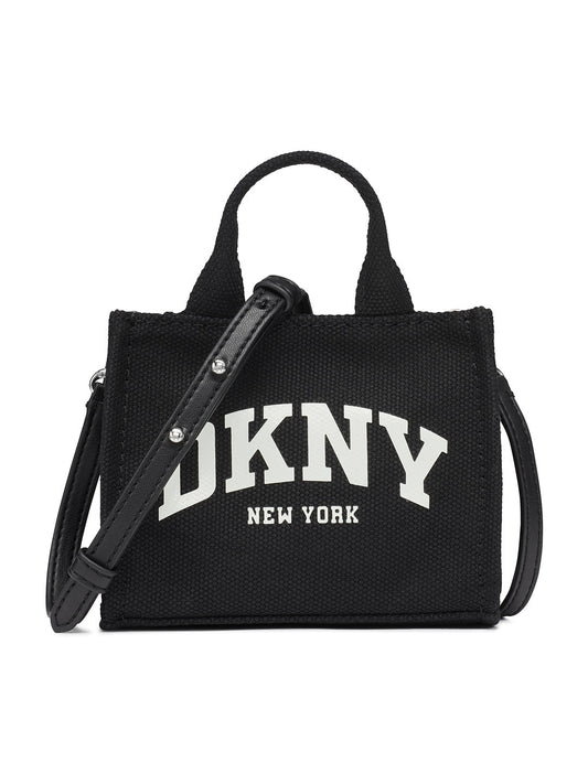 DKNY Womens Black Logo Woven Satchel bag