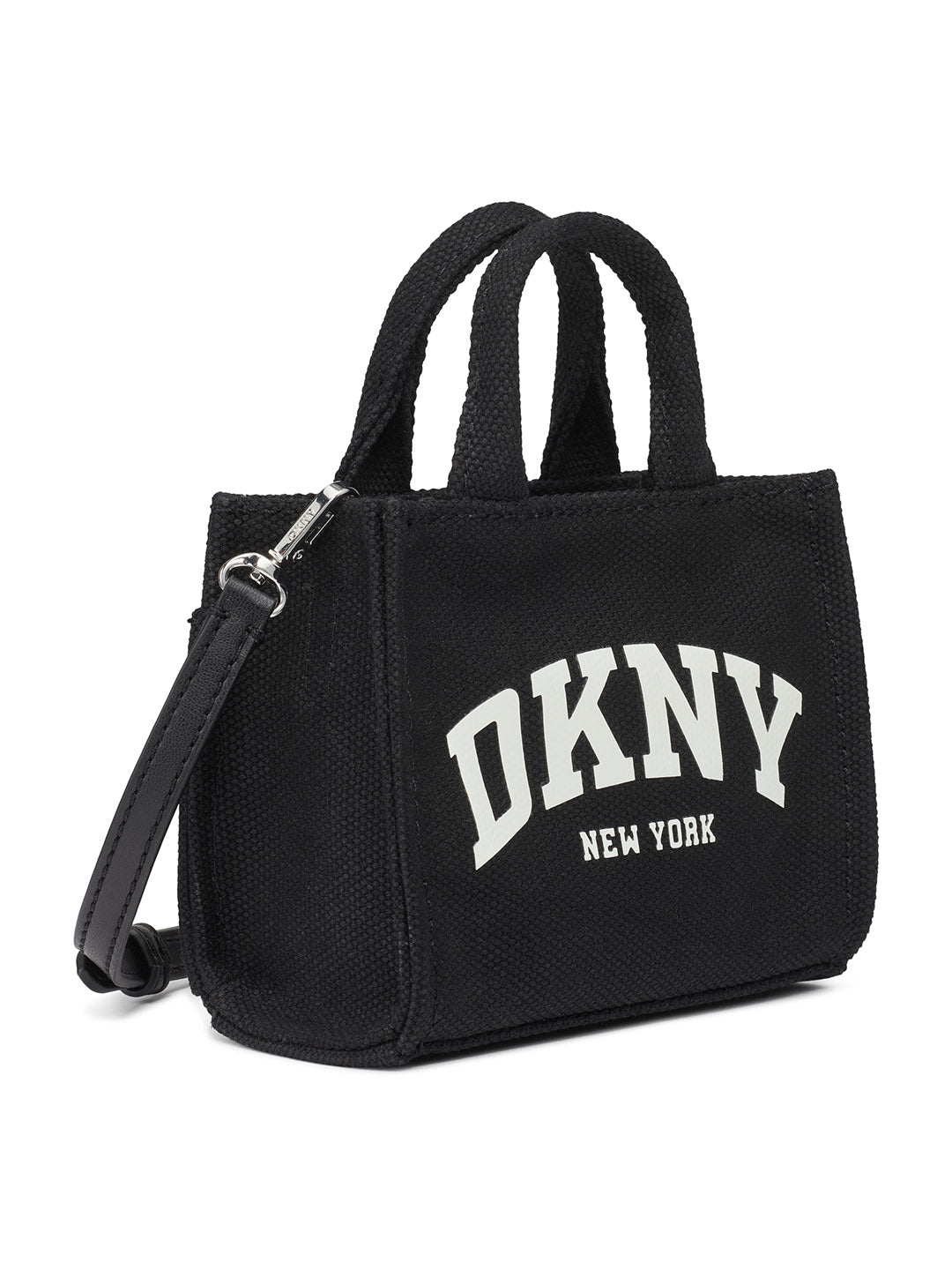 DKNY Womens Black Logo Woven Satchel bag