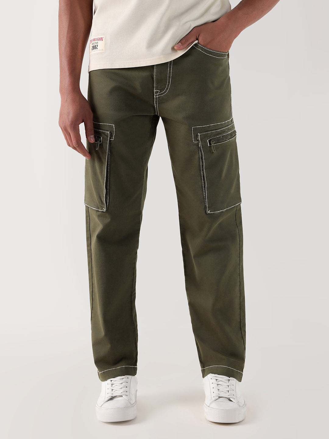 Shop TRUE RELIGION Men Green Relaxed Fit Cargo – Iconic India