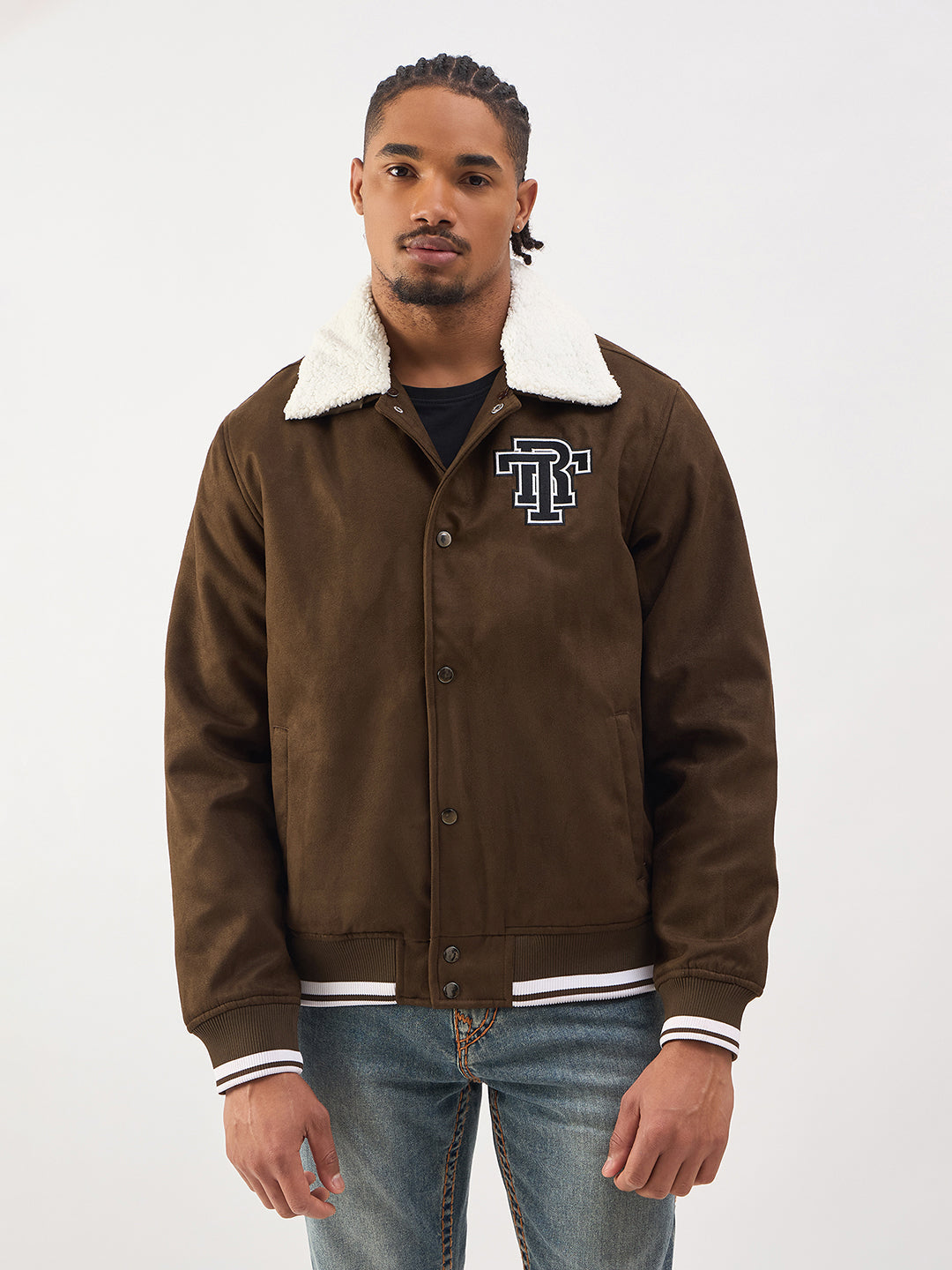 TRUE RELIGION Men Brown Regular Fit Suede Jacket