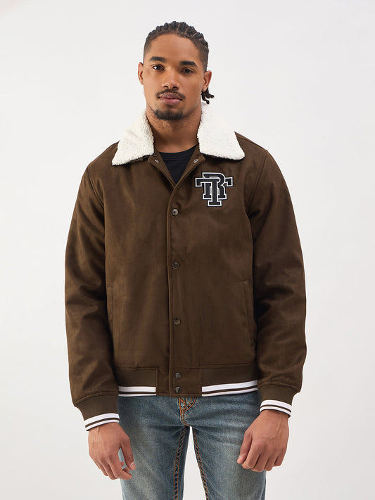 TRUE RELIGION Men Brown Regular Fit Suede Jacket