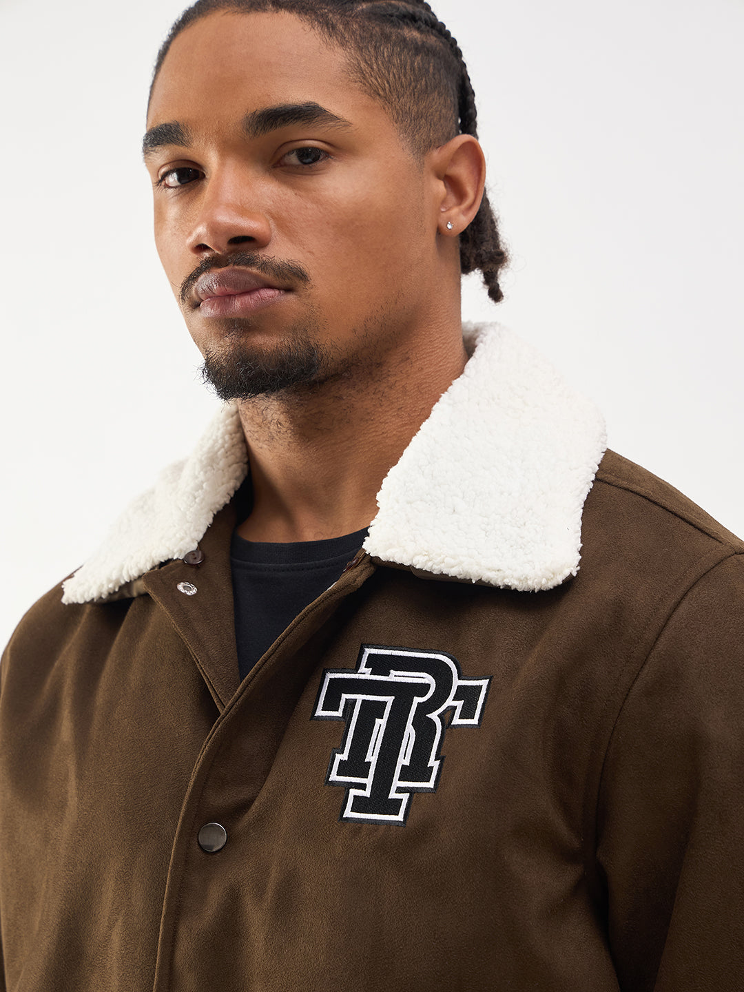 TRUE RELIGION Men Brown Regular Fit Suede Jacket