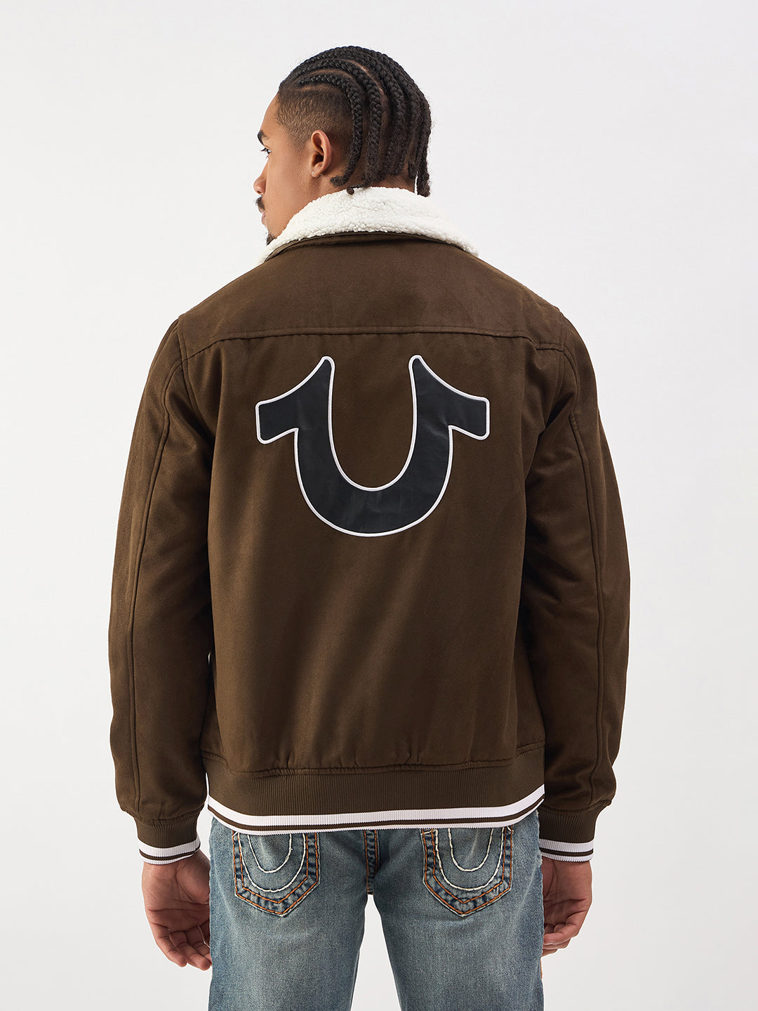 TRUE RELIGION Men Brown Regular Fit Suede Jacket