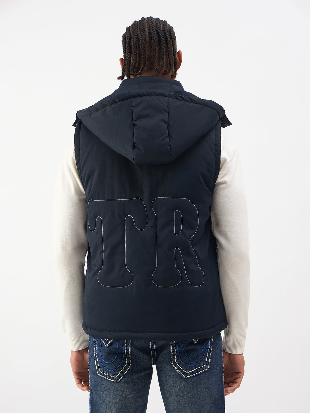 TRUE RELIGION Men Navy Detacheable Hood Jacket
