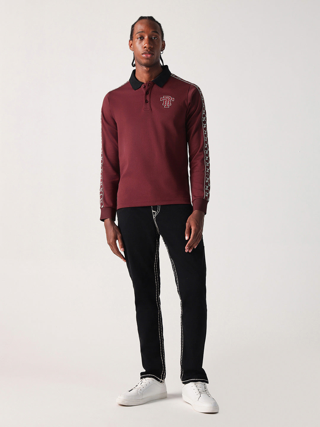 True Religion Men Red Solid Polo Tshirt