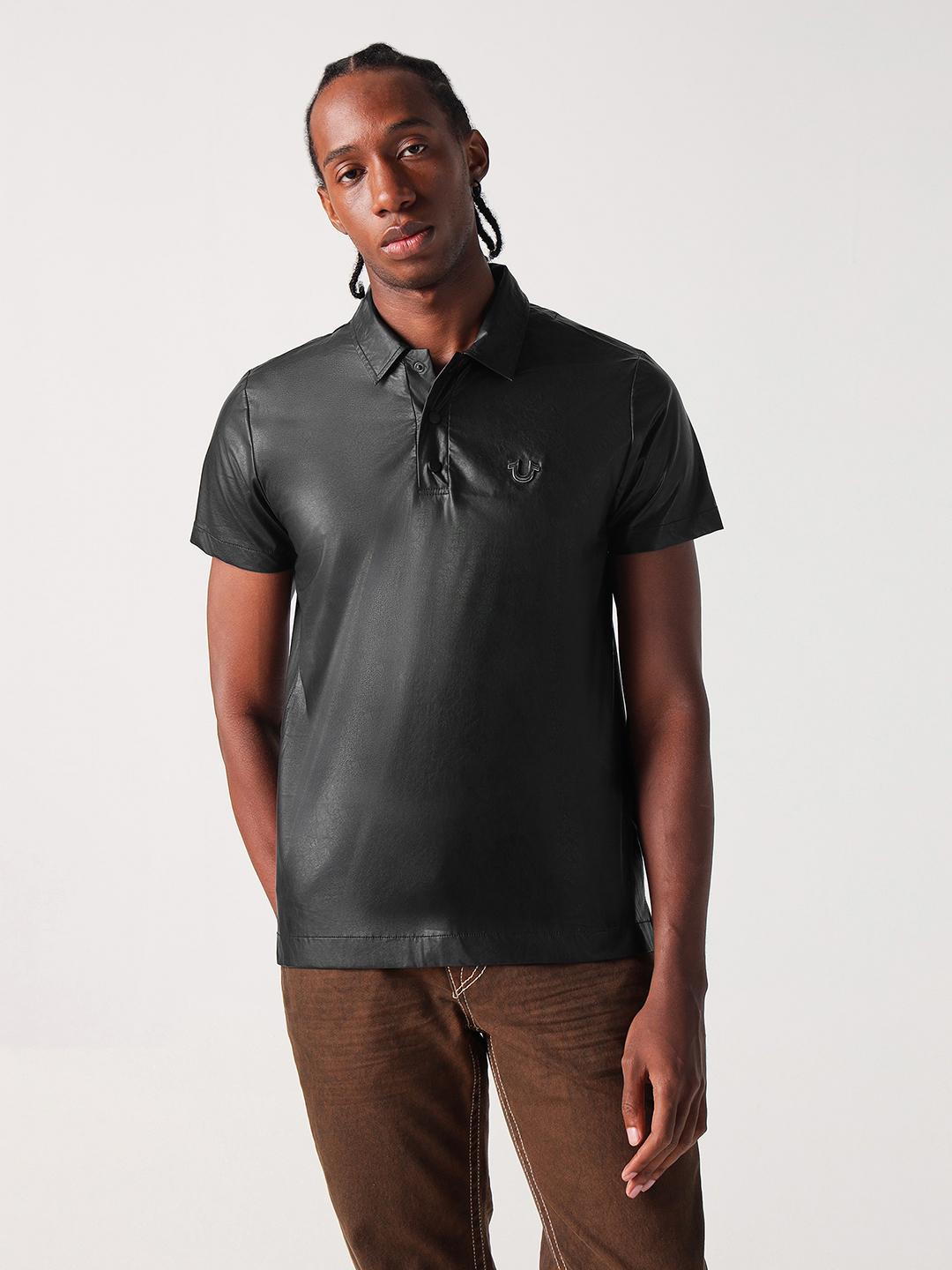 True Religion Men Black Solid Polo Tshirt