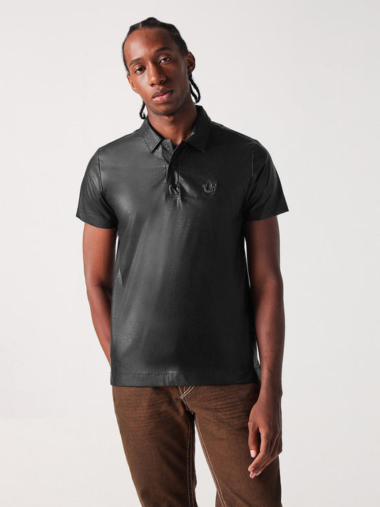 True Religion Men Black Solid Polo Tshirt