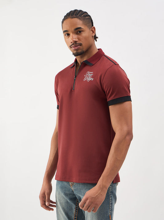 TRUE RELIGION Men Red Regular Fit Polo T-Shirt