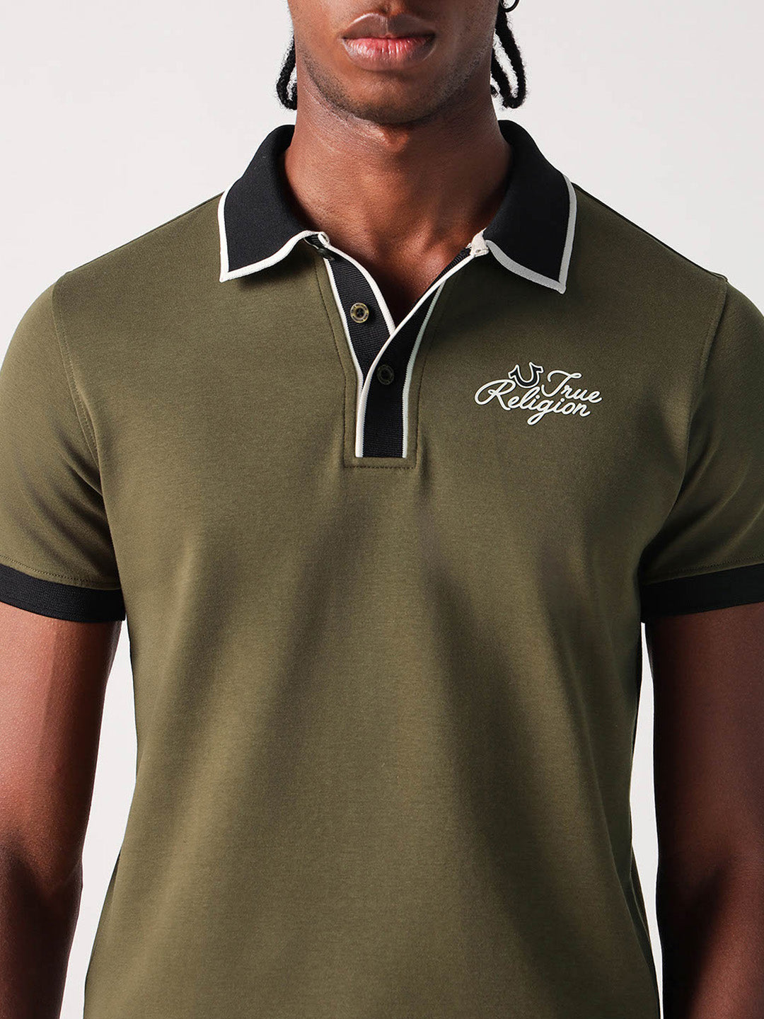 True Religion Men Green Solid Polo Tshirt