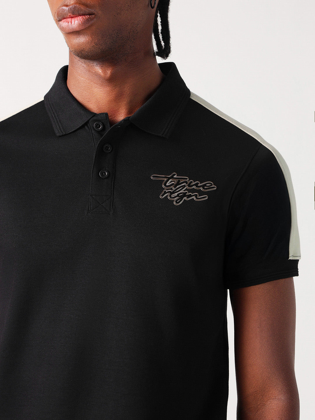 True Religion Men Black Solid Polo Tshirt